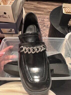 Black with Silver Loafers